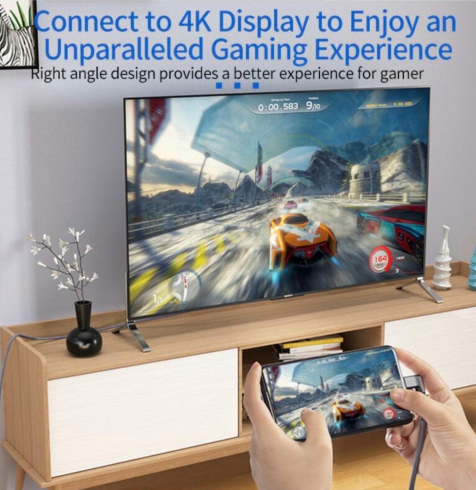 USB-C 3.1 Angled Male to Straight Female 100W Thunderbolt 3 Cable 10Gbps