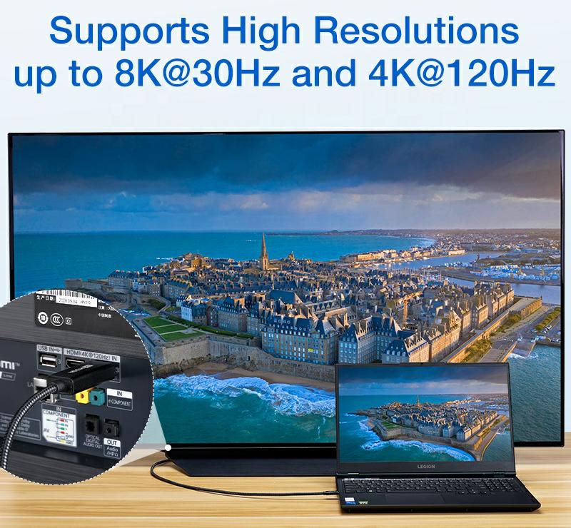 USB-C to HDMI 2.1 8K PC Laptop TV Monitor Video Cable 2m