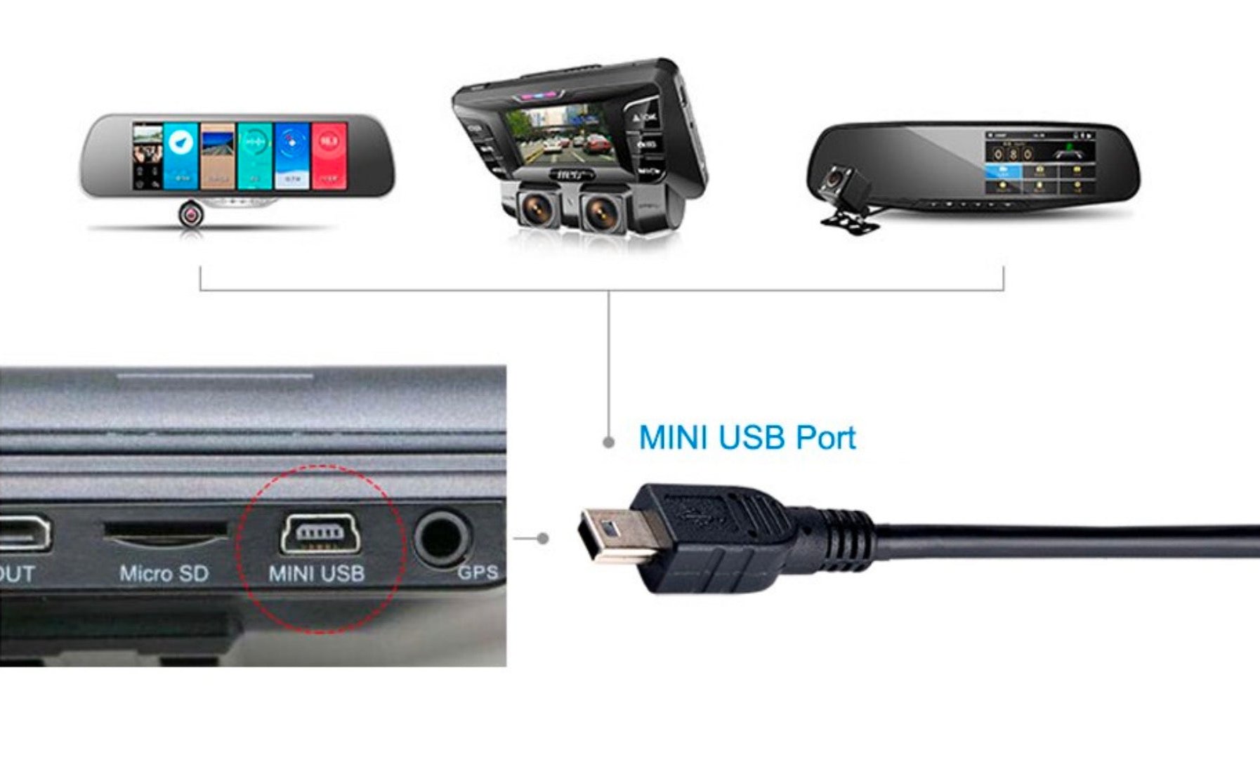 USB 2.0 Type A Male to Mini USB 5 Pin Male Data Charging Cable 1.8m