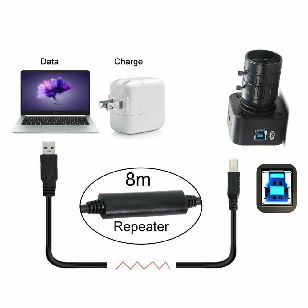 USB-A 3.0 Male to USB-B 3.0 Male Chipset Repeater Data Charging Cable 8m