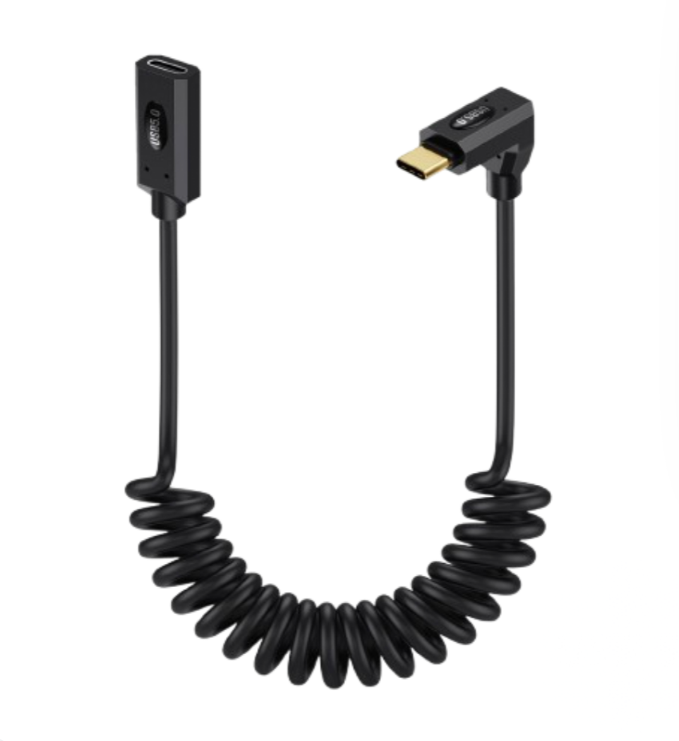 USB 5.0 Type-C Coiled Extension Cable, (Male to Female)｜80Gbps｜240W Fast Charging｜1m