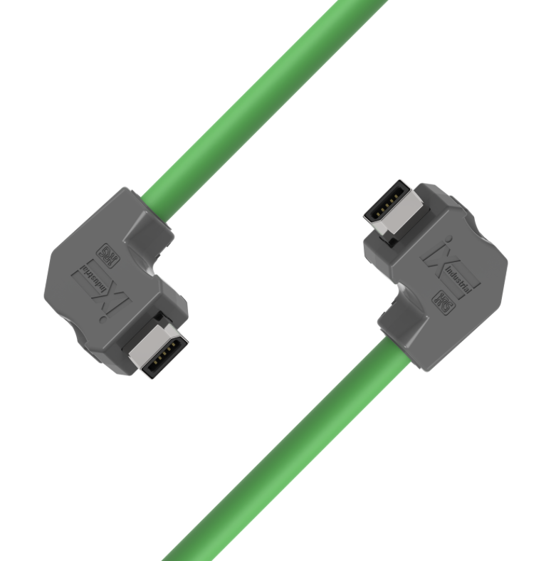  IX industrial CAT6A Ethernet cable with down-angle connectors