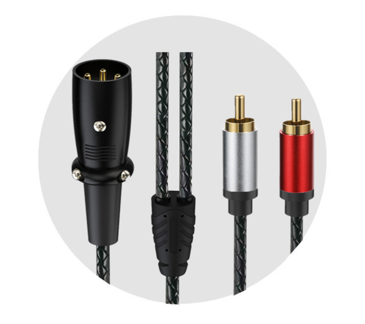 XLR Male to Dual RCA Male Y Splitter Cable – 3 Pin XLR to 2 RCA Stereo Audio Adapter for Microphone, Mixer & Amplifier