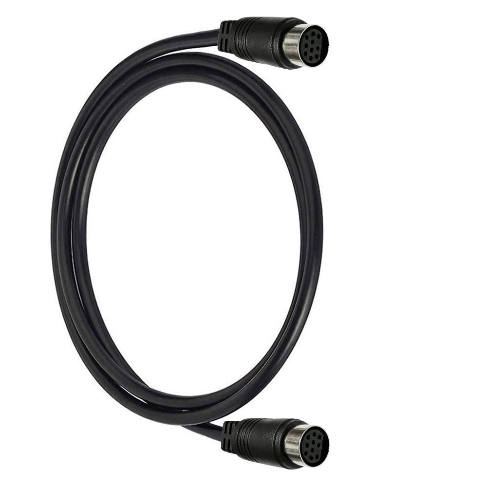10-pin Mini DIN extension cable connected between compatible AV equipment