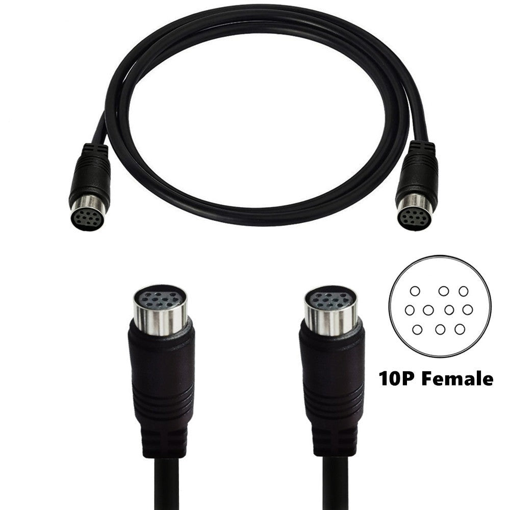 10-pin Mini DIN female to female extension cable connected between a television and home theatre AV equipment