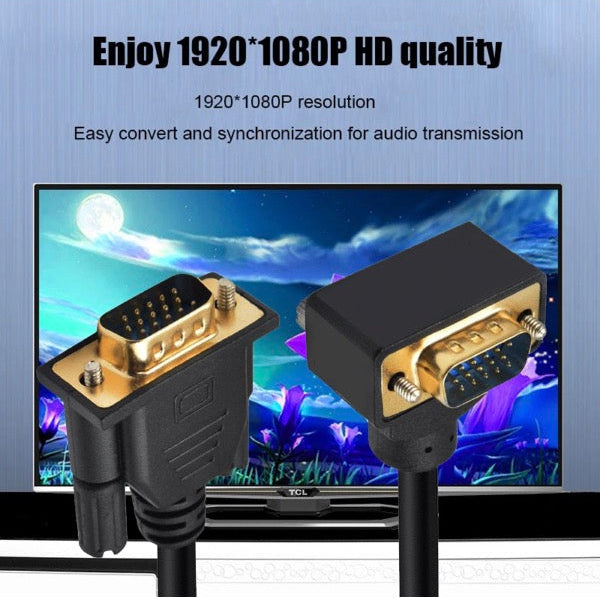 VGA cable supporting Full HD 1080P monitor connectivity