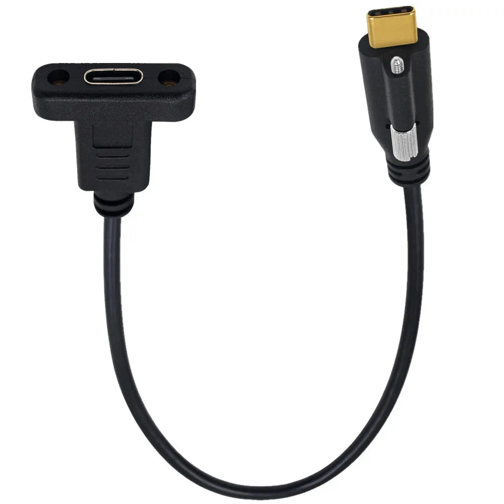 USB-C Male to USB-C 3.1 Female Data Charge with Screw Panel Mount Cable 5A 10Gbps