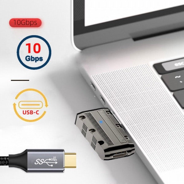 High speed USB C right angle adapter supporting data transfer up to 10Gbps