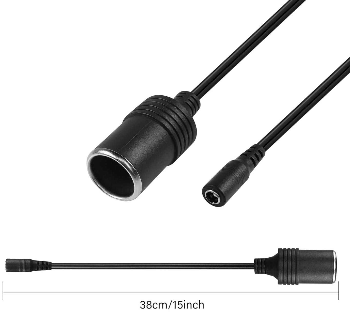 DC 5.5mm x 2.1mm female power cable for car fridge and electronics