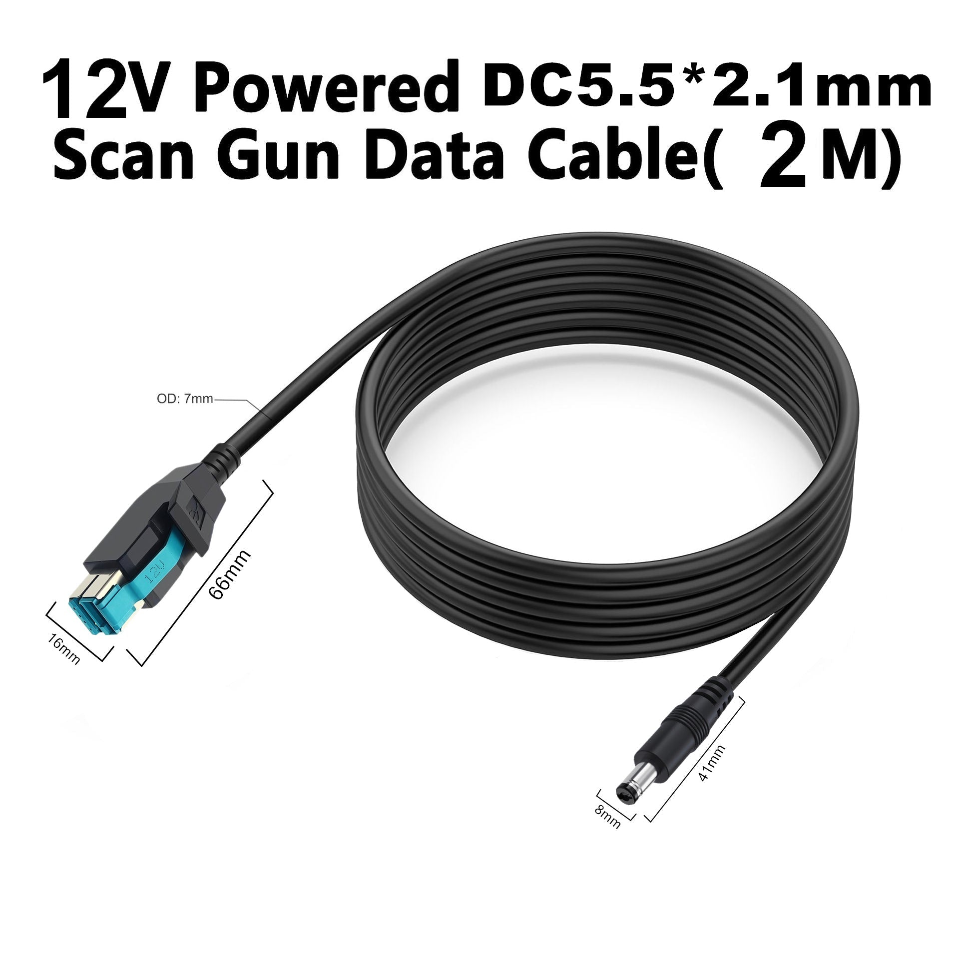 12V PoweredUSB 8-pin to DC5521 power cable 