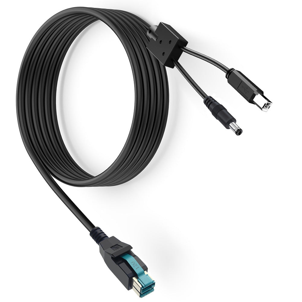 POS multi‑output cable PoweredUSB 12 V DC5521 USB B 
