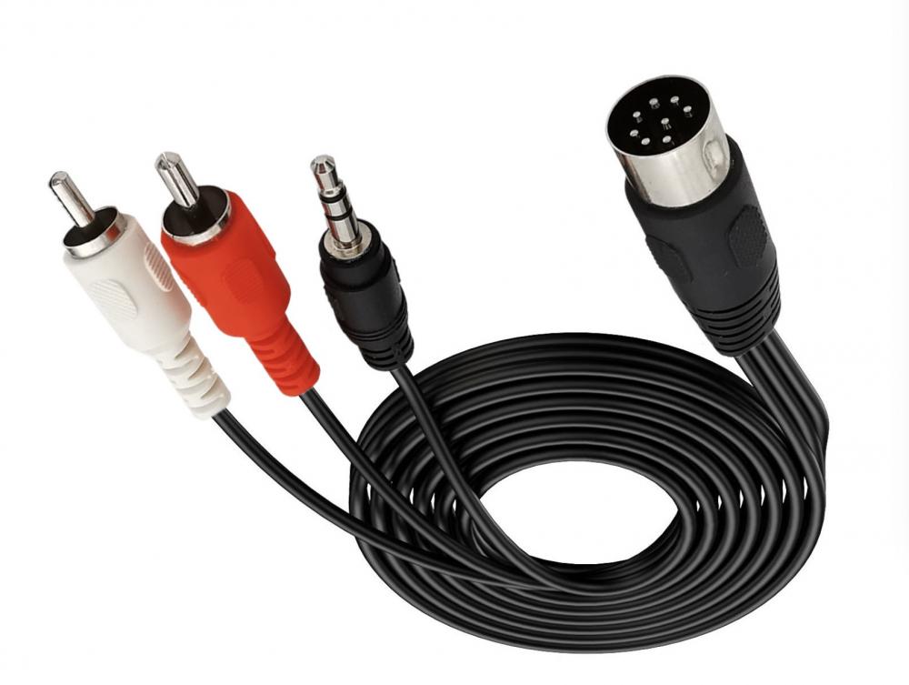 8 Pin Din to Dual RCA Male & 3.5mm Male Audio Splitter Cable - 1.8m
