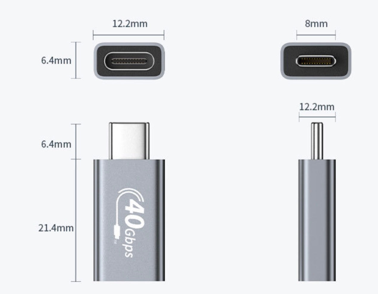 8K USB C Male to Female Data Charging OTG Adapter USB 4.0 100W 40Gbps