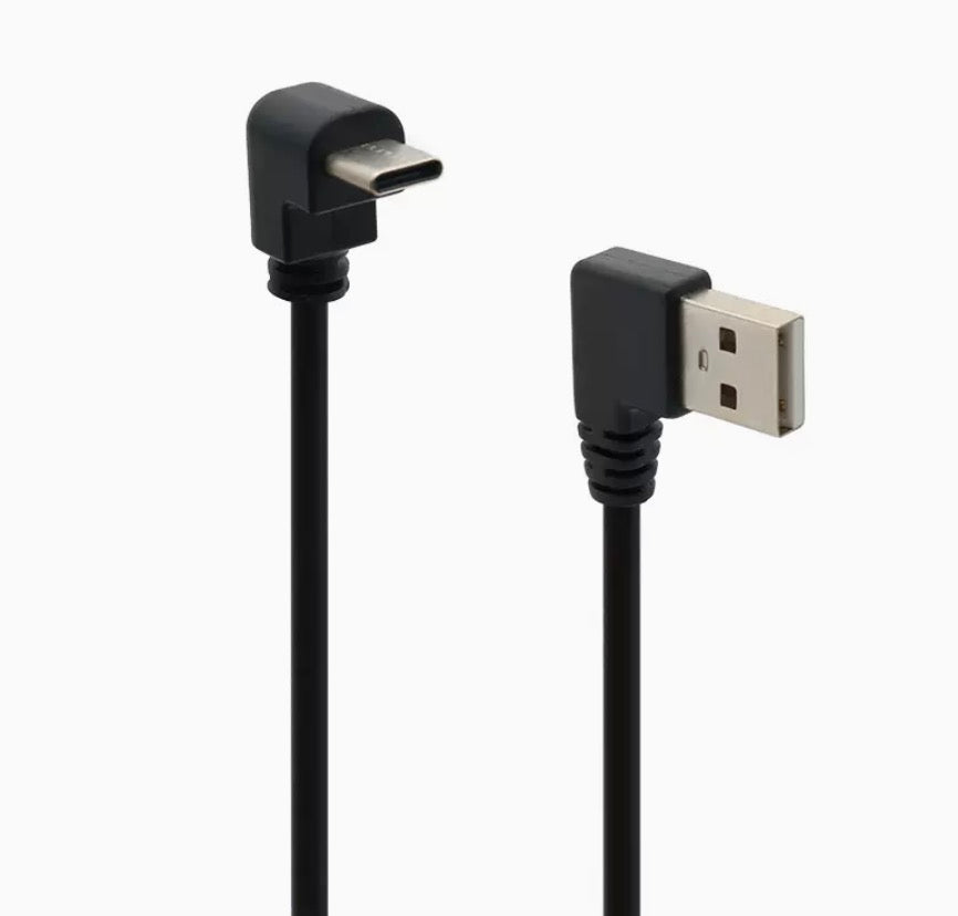 USB 2.0 Male to USB C Male Angled Cable 0.3m