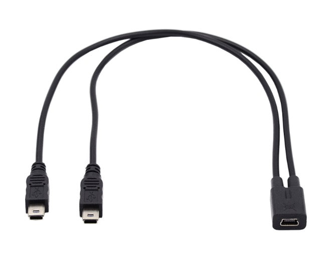 Mini USB 2.0 Female to Dual Mini USB 5Pin Male Splitter Extension Charge Cable 0.3m