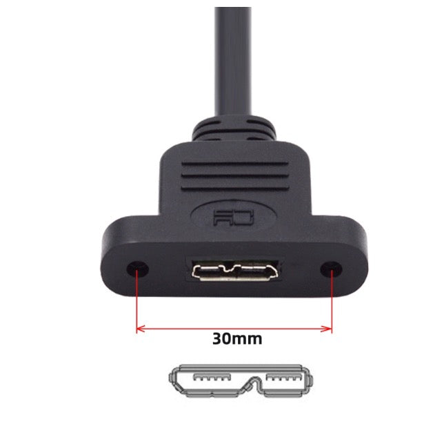 Micro B Male to Micro B Female Screw Mount Extension Cable 5Gbps