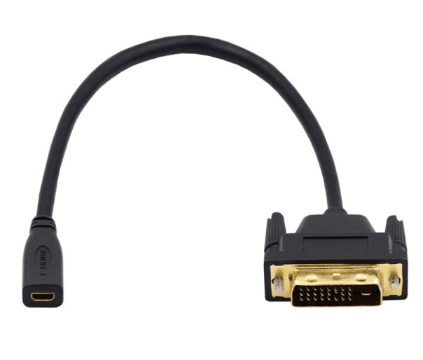 DVI 24+1 Male to Micro HDMI 1.4 Type-D 4K Female Extension Cable