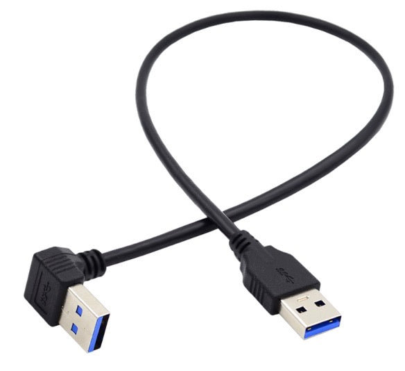 USB-A 3.0 Up Angled Male to Straight Male Data Cable 0.3m