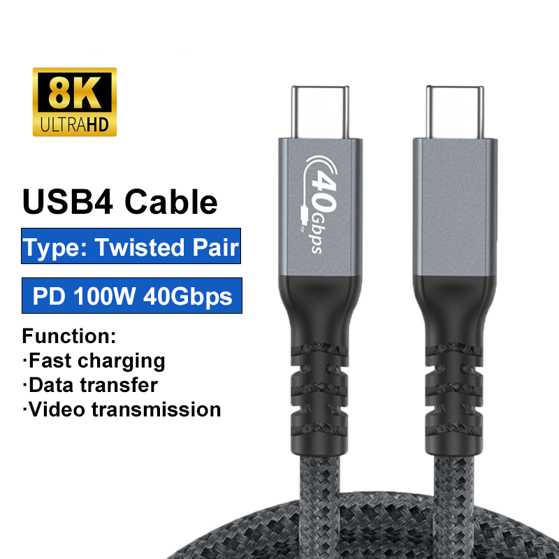 USB4 Type-C to Type-C Cable 1M | 100W PD Fast Charger, 40Gbps Data Transfer, 8K 60Hz