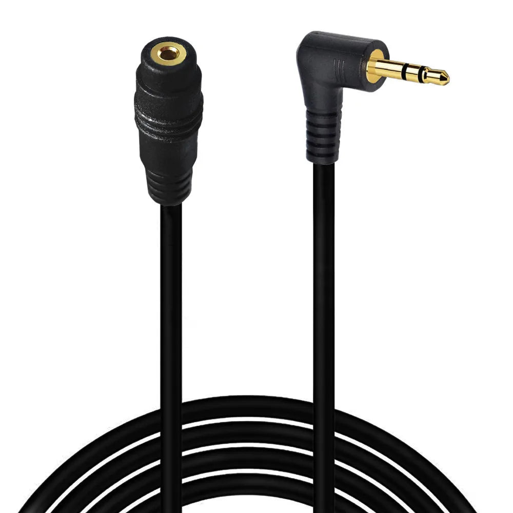 2.5mm male to female angled audio extension cable with gold-plated connectors