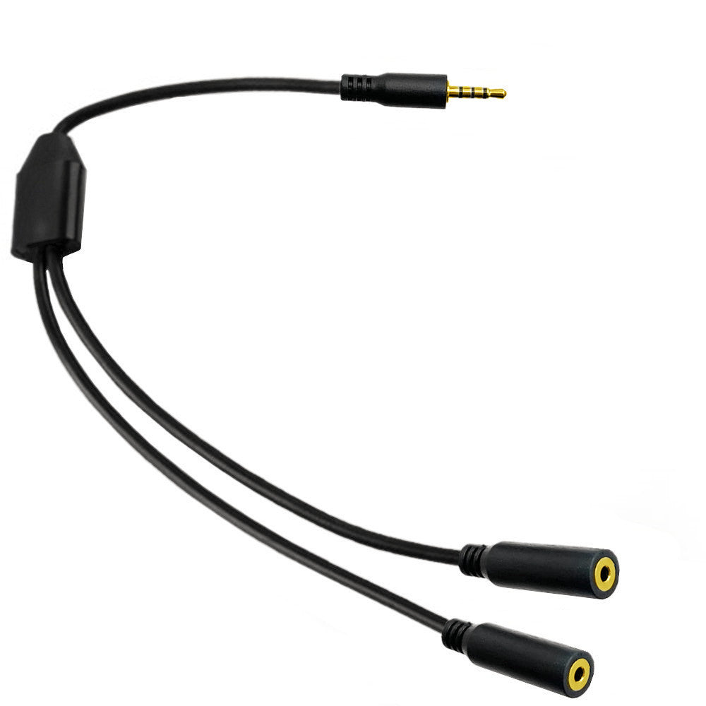 side view of 2.5mm TRRS audio splitter cable