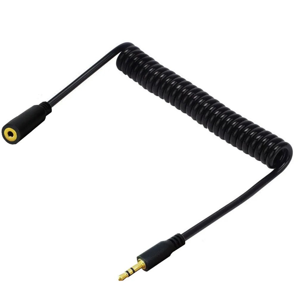 2.5mm 3Pole Male Jack to Female Stereo Audio Extension Coiled Cable