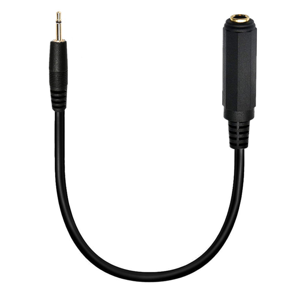 2.5mm TS male to 6.35mm TS female short audio adapter cable with gold-plated connectors