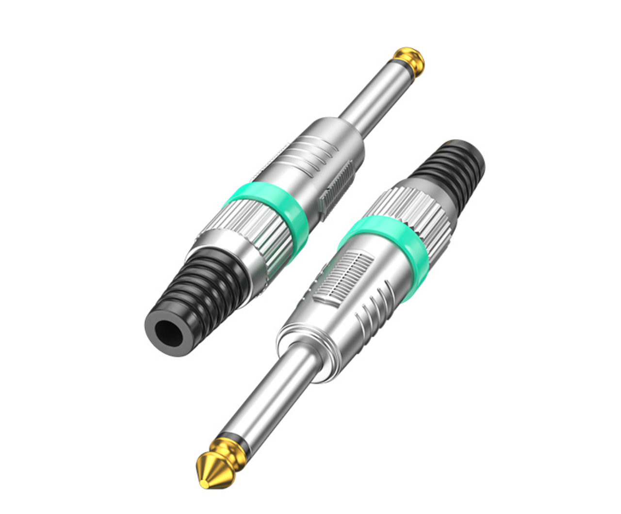 6.35 mm (1/4") Mono TS Audio Jack Connector – Gold Metal Housing