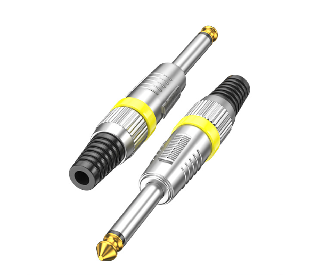 6.35 mm (1/4") Mono TS Audio Jack Connector – Gold Metal Housing