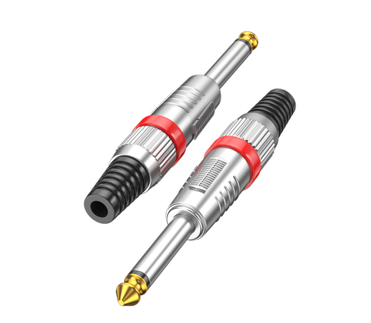 6.35 mm (1/4") Mono TS Audio Jack Connector – Gold Metal Housing