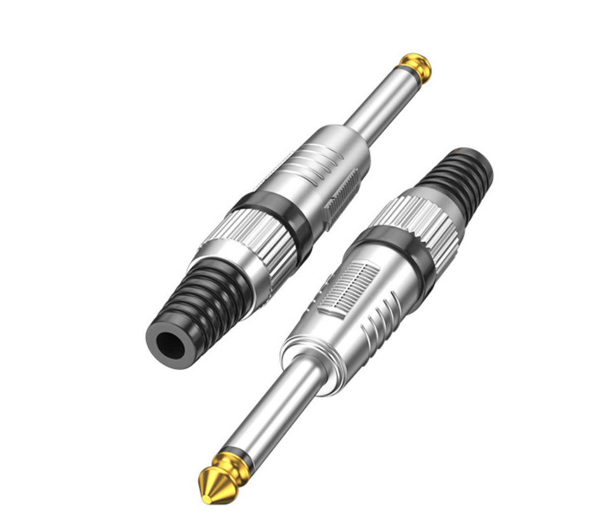 6.35 mm (1/4") Mono TS Audio Jack Connector – Gold Metal Housing