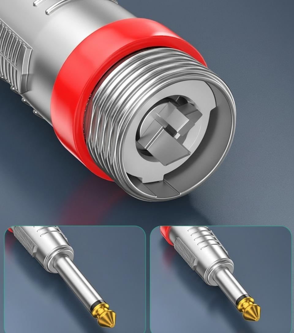 6.35 mm (1/4") Mono TS Audio Jack Connector – Gold Metal Housing