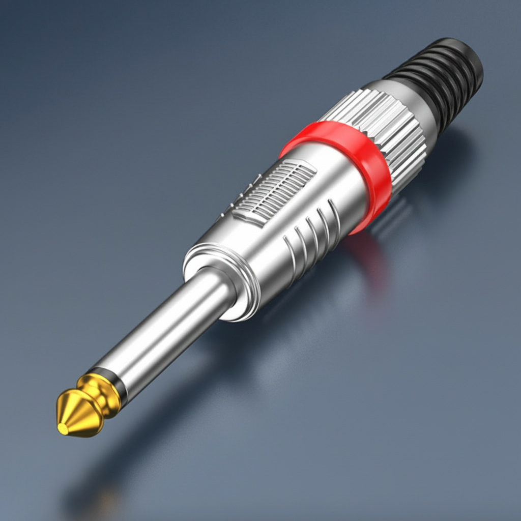 6.35 mm (1/4") Mono TS Audio Jack Connector – Gold Metal Housing