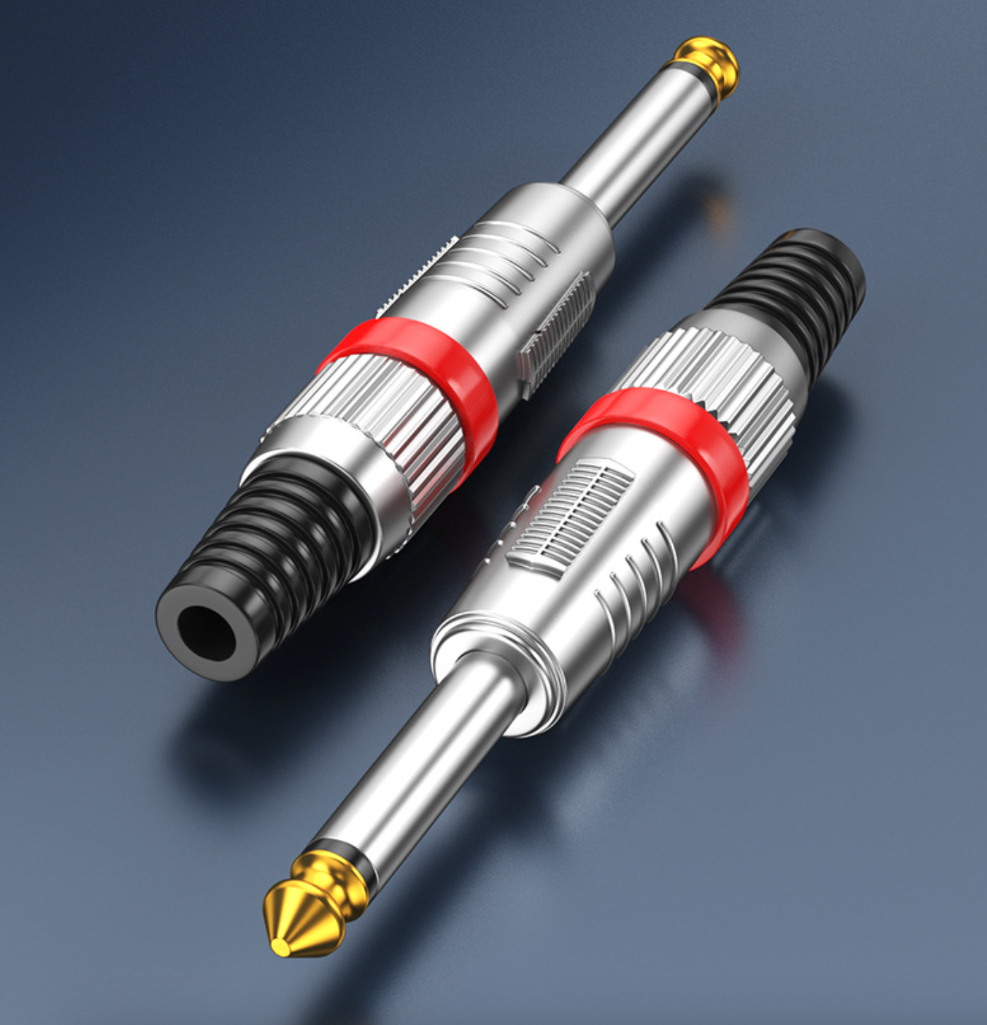 6.35 mm (1/4") Mono TS Audio Jack Connector – Gold Metal Housing