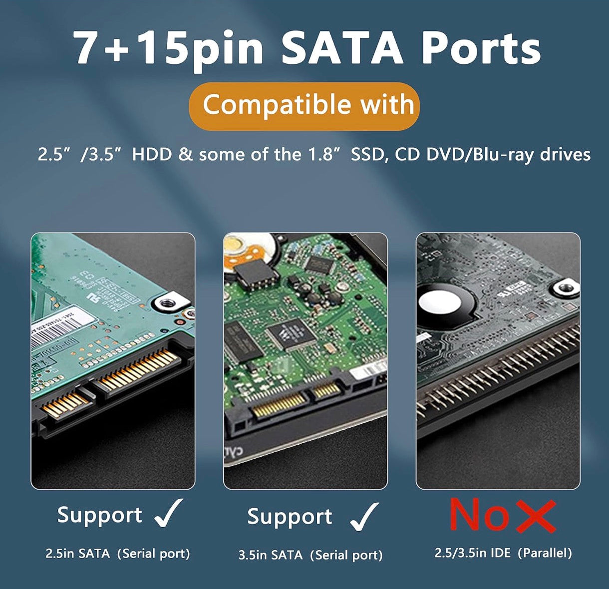 22 pin SATA extension cable compatible with HDD SSD SSHD optical drives and DVD burners