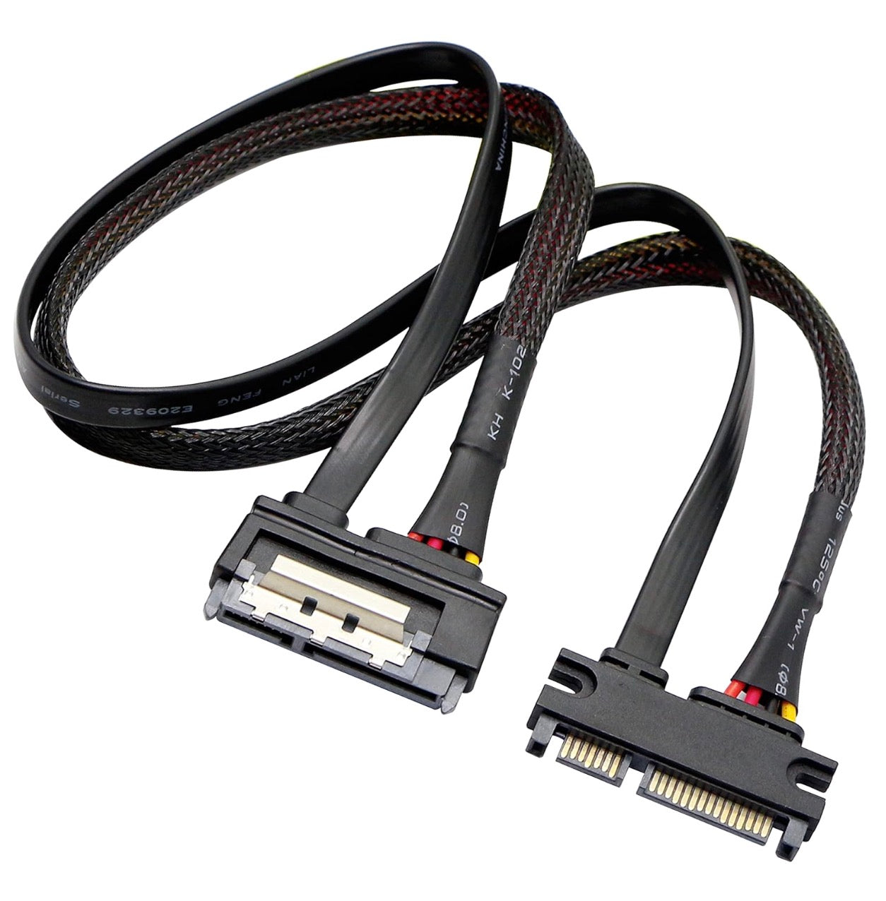 22 pin SATA extension cable showing male and female data power connectors