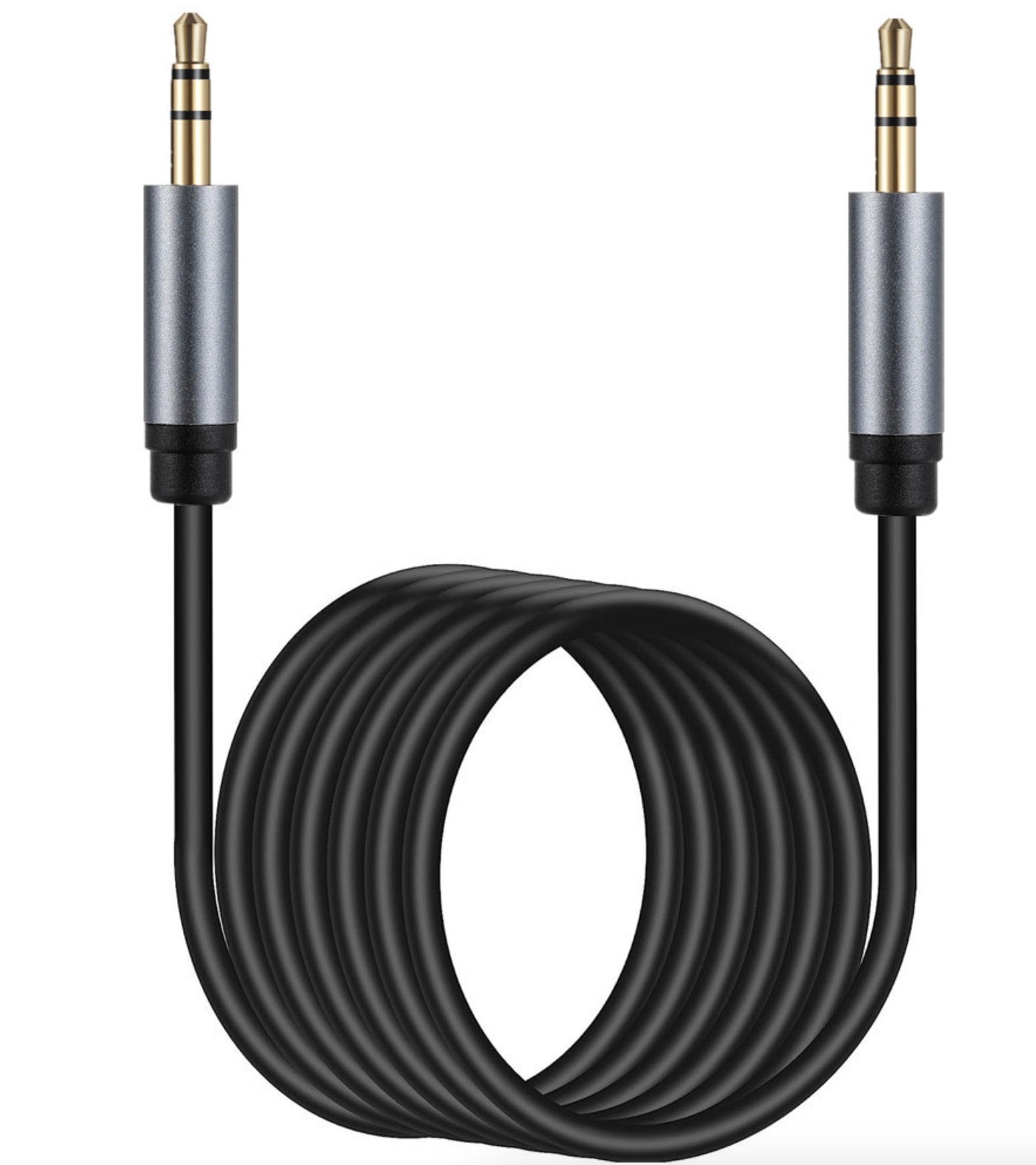 24K gold-plated 3.5mm AUX audio cable highlighting enhanced audio quality and signal transmission