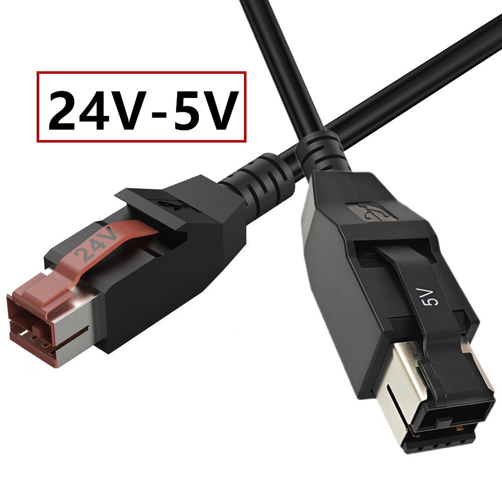 Two electrical connectors with '24V-5V' label on a white background