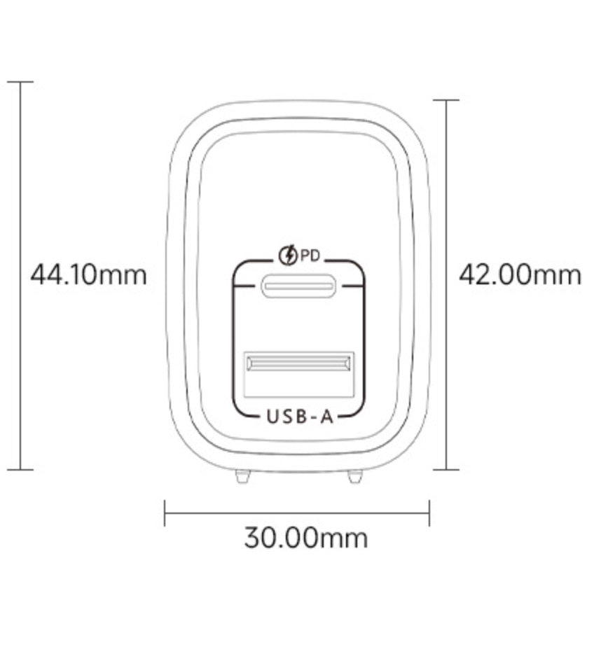 Compact USB-C QC 3.0 fast charging adapter