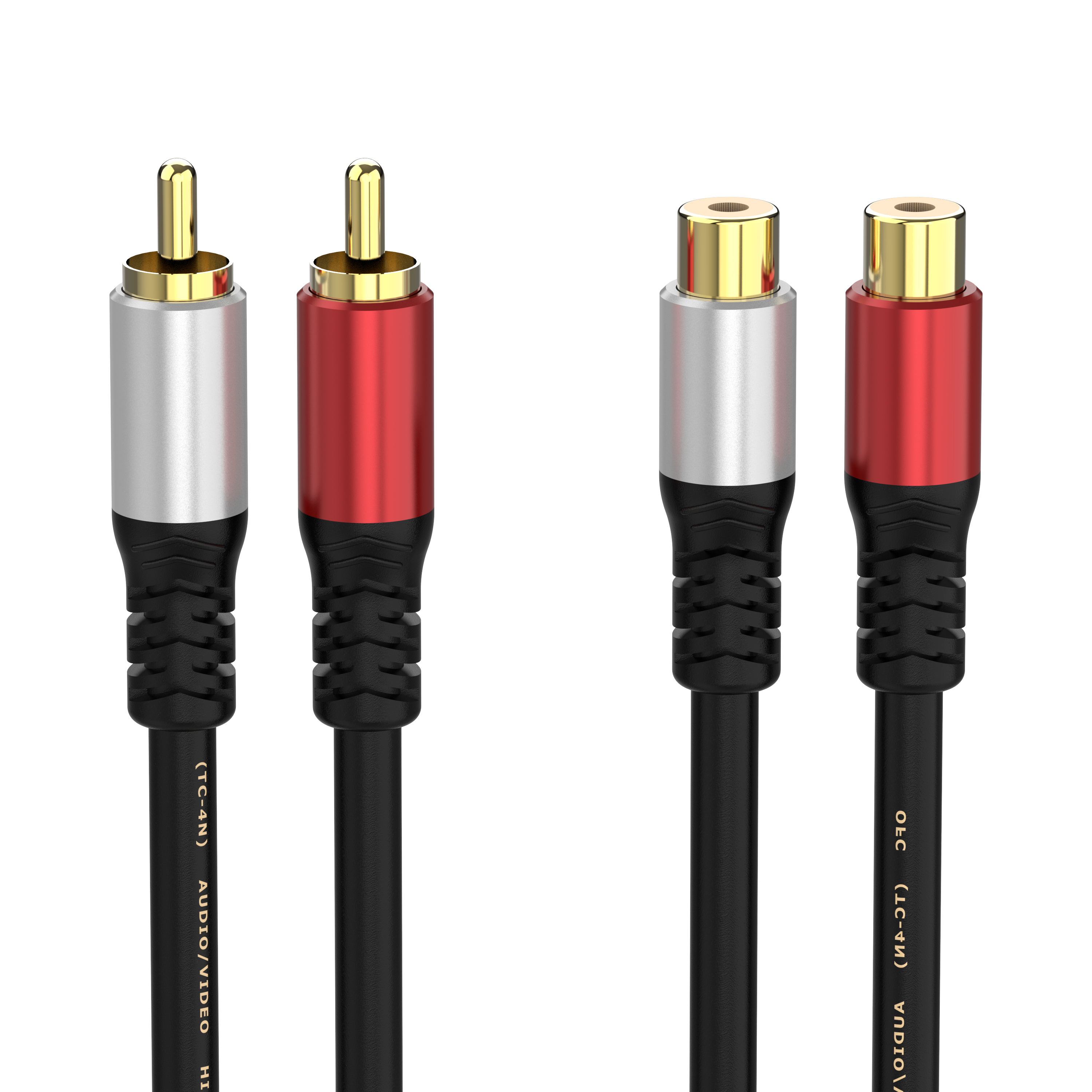 2 RCA male to 2 RCA female stereo audio extension adapter cable for subwoofer and Hi-Fi systems