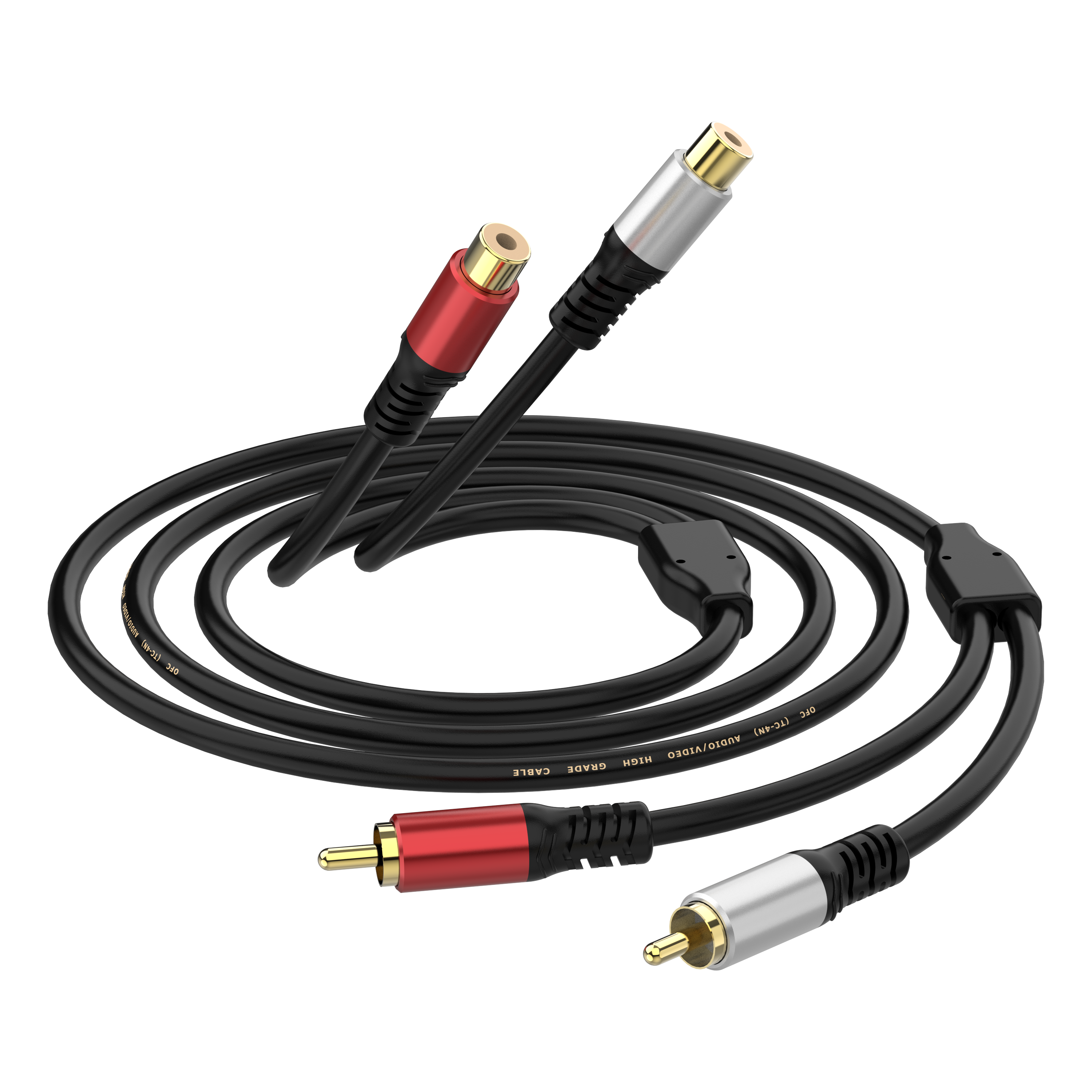 2 RCA male to 2 RCA female stereo audio extension adapter cable for subwoofer and Hi-Fi systems