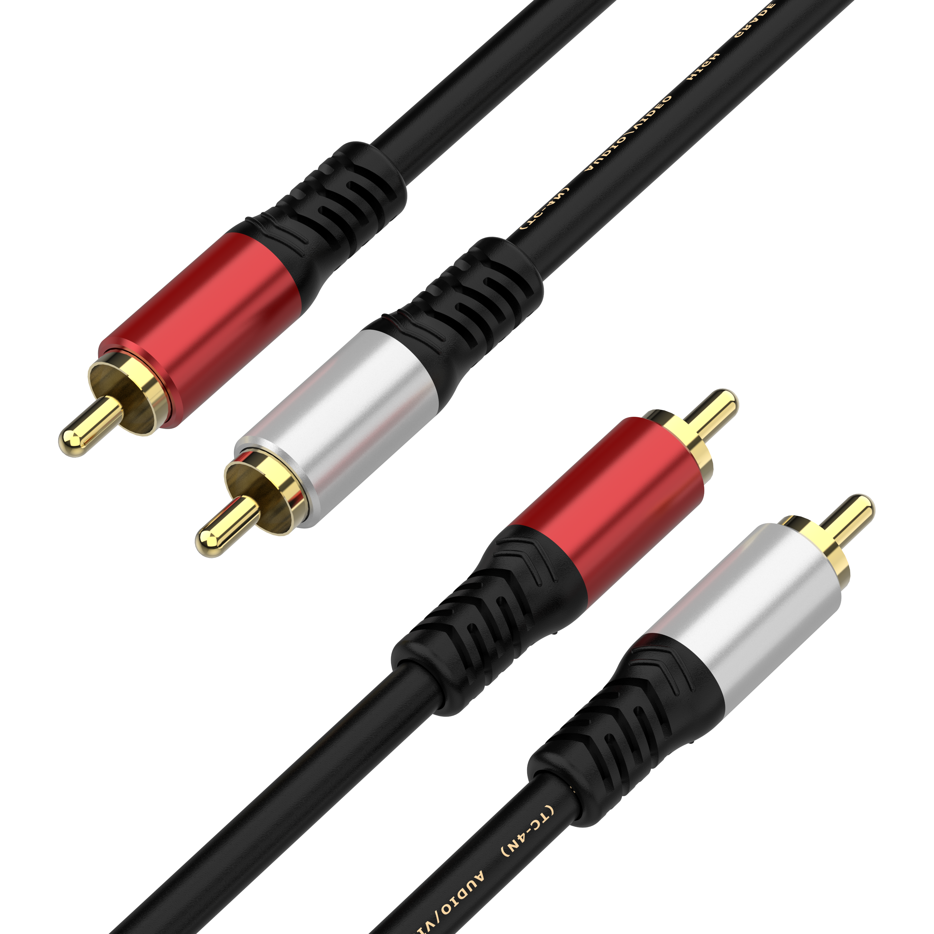 2 RCA male to 2 RCA male stereo audio cable for home theatre and Hi-Fi systems