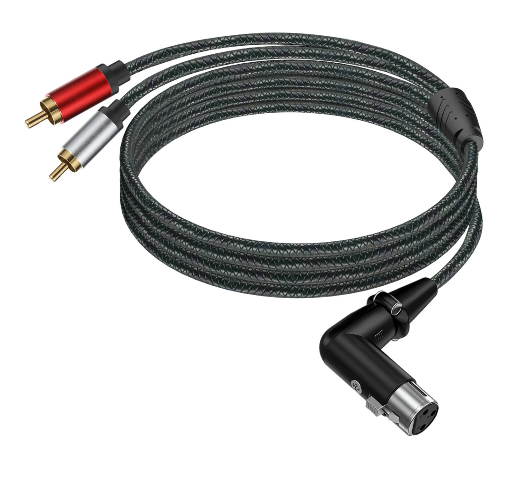 XLR Angled Female to Dual RCA Male Y Splitter Cable – 3 Pin XLR to 2 RCA Stereo Audio Adapter