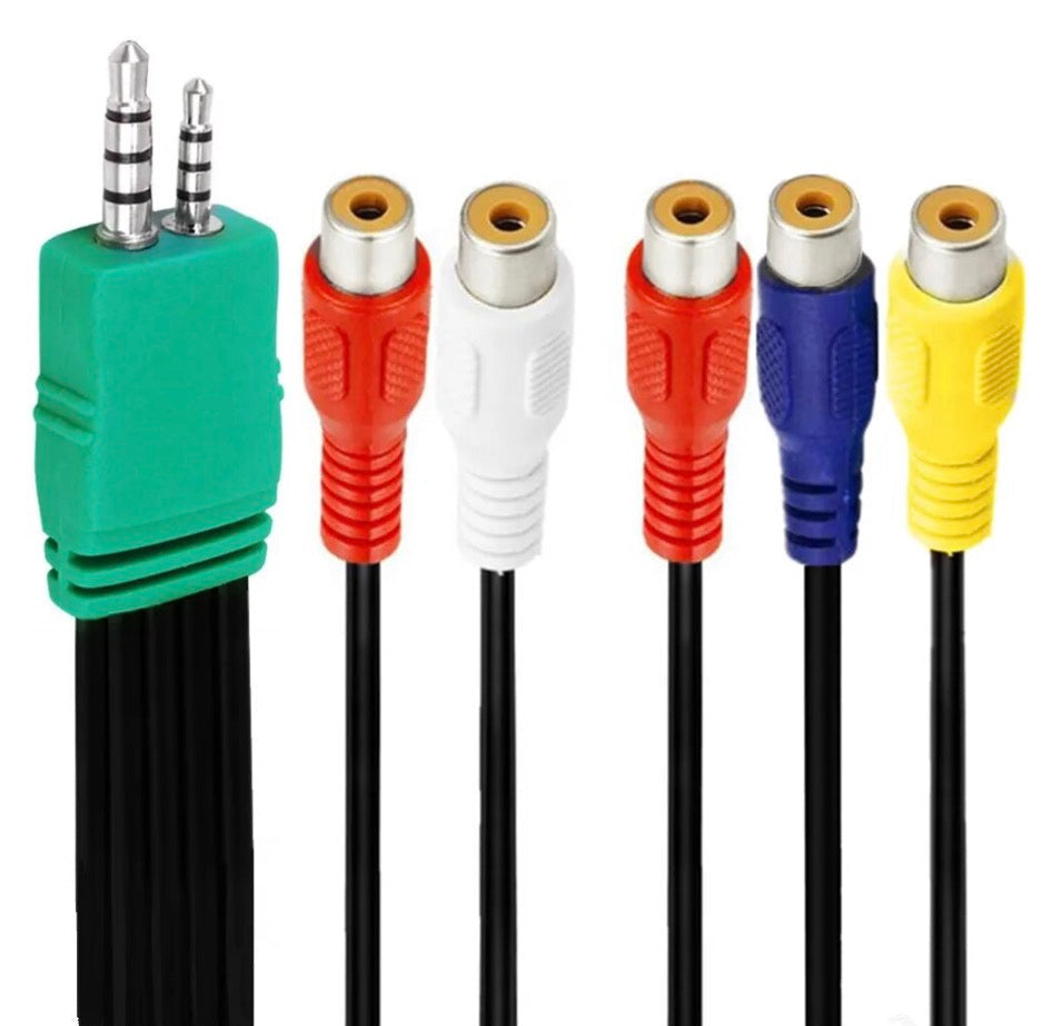 3.5mm and 2.5mm male to 5 RCA female AV audio video cable