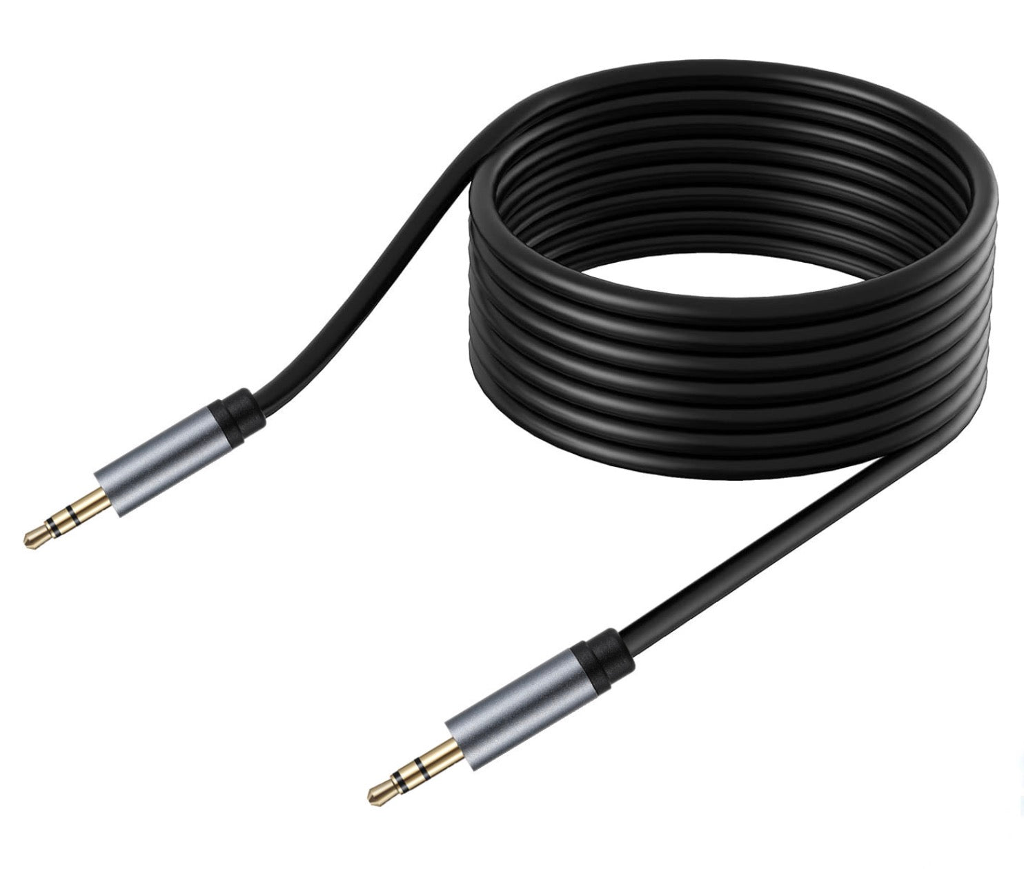 3.5mm 3 pole male to male stereo AUX audio cable with gold-plated connectors and black jacket