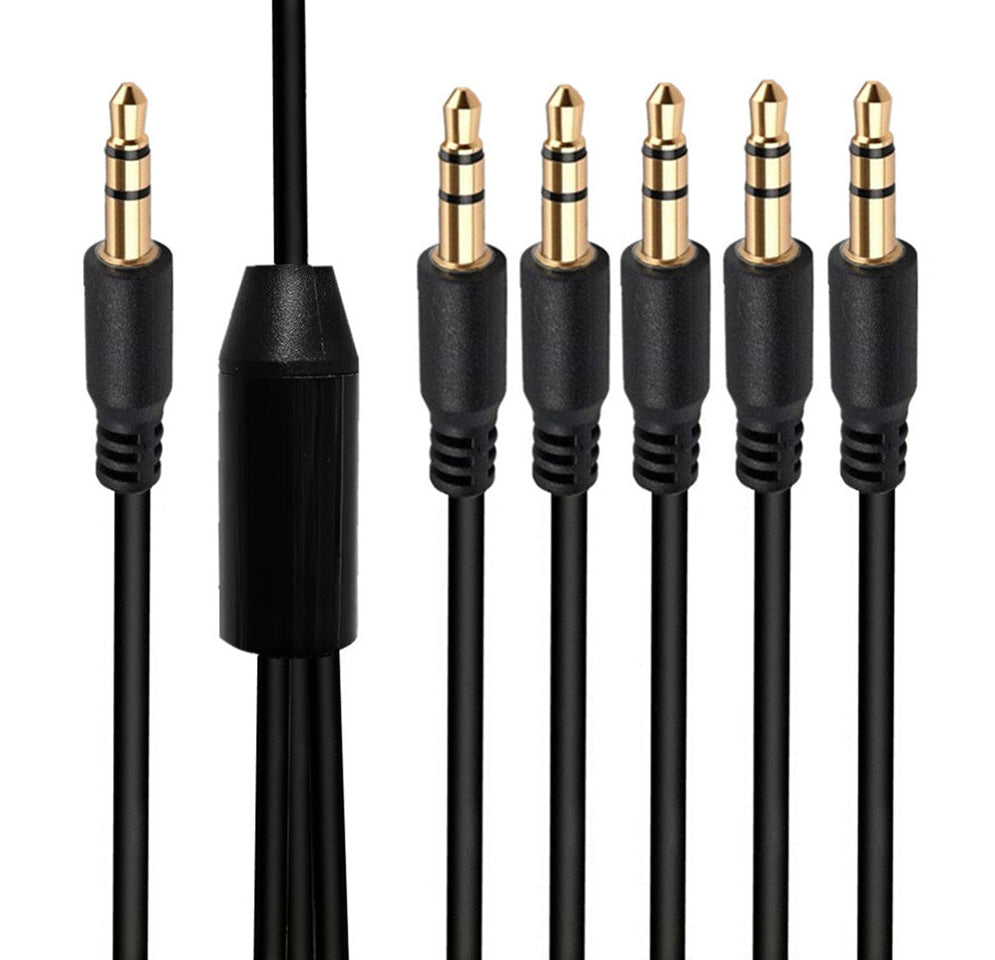 3.5mm TRS male to five-way 3.5mm stereo audio splitter cable
