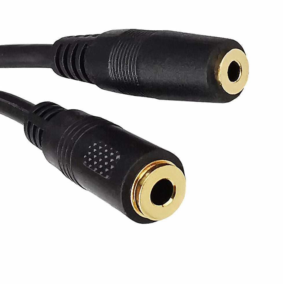 Close-up of 3.5mm and 2.5mm female audio connectors