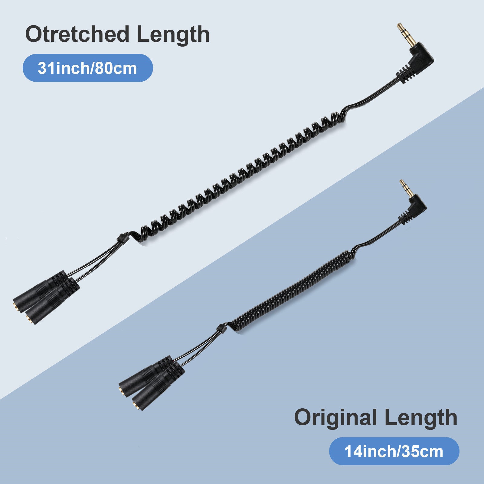 3.5mm angled male to dual female headphone splitter