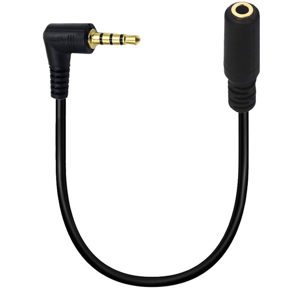3.5mm angled 4 pole TRRS male to 3.5mm 3 pole female audio adapter cable