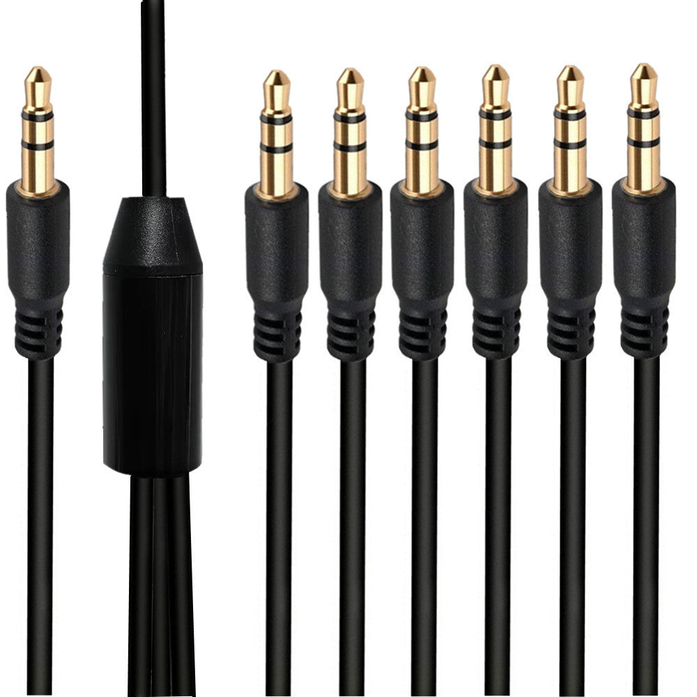3.5mm stereo jack splitter cable 1 male to 6 female audio adapter